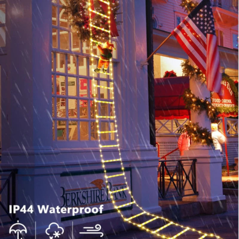 Illuminate Your Christmas Spirit with the 1.5/3M LED Santa Claus Climbing Ladder Light - 8 Flashing Modes for Your Home, Tree, Wall, and Window Decor!