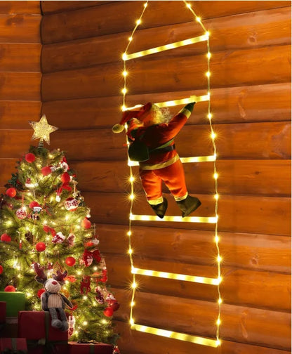 Illuminate Your Christmas Spirit with the 1.5/3M LED Santa Claus Climbing Ladder Light - 8 Flashing Modes for Your Home, Tree, Wall, and Window Decor!